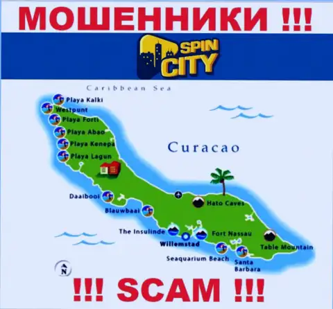 Юридическое место базирования Casino SpincCity на территории - Curacao