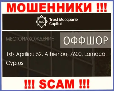 1sts Apriliou 52, Athienou, 7600, Larnaca, Cyprus - официальный адрес, по которому зарегистрирована мошенническая организация Траст М Капитал