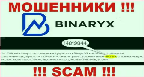 Binaryx Com не скрывают рег. номер: 14819844, да и для чего, кидать клиентов он не препятствует