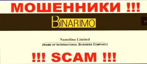Юр. лицом Binarimo является - Namelina Limited