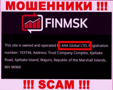 Информация про юридическое лицо internet кидал ФинМСК Ком - AAA Global Ltd, не сохранит Вас от их загребущих лап