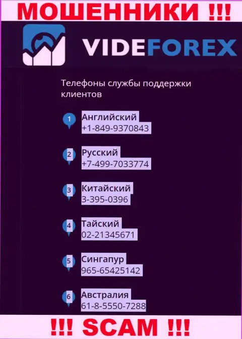 В запасе у воров из конторы VideForex Com имеется не один номер телефона