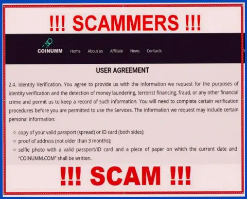 Coinumm Com Scammers collecting all personal data from the customers