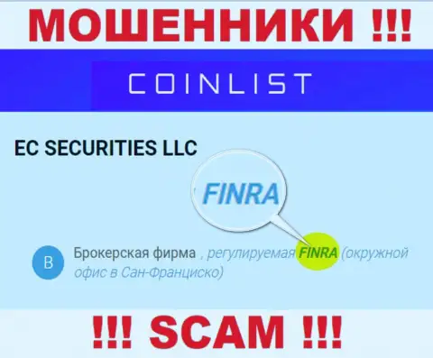 Постарайтесь держаться от организации CoinList как можно дальше, которую регулирует мошенник - FINRA