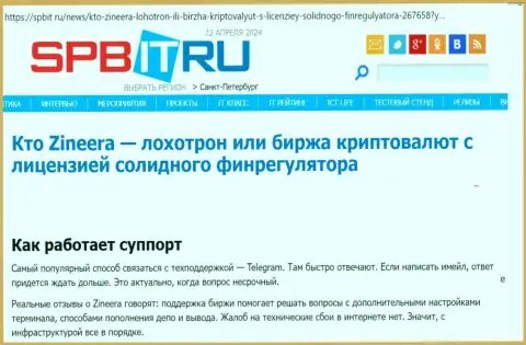 О технической поддержке дилинговой организации Зиннейра Ком информационная публикация на веб-сайте Spbit Ru