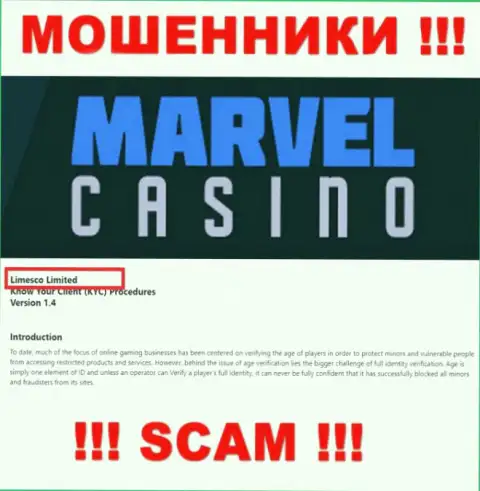 Юр лицом, управляющим интернет-лохотронщиками Marvel Casino, является Limesco Limited
